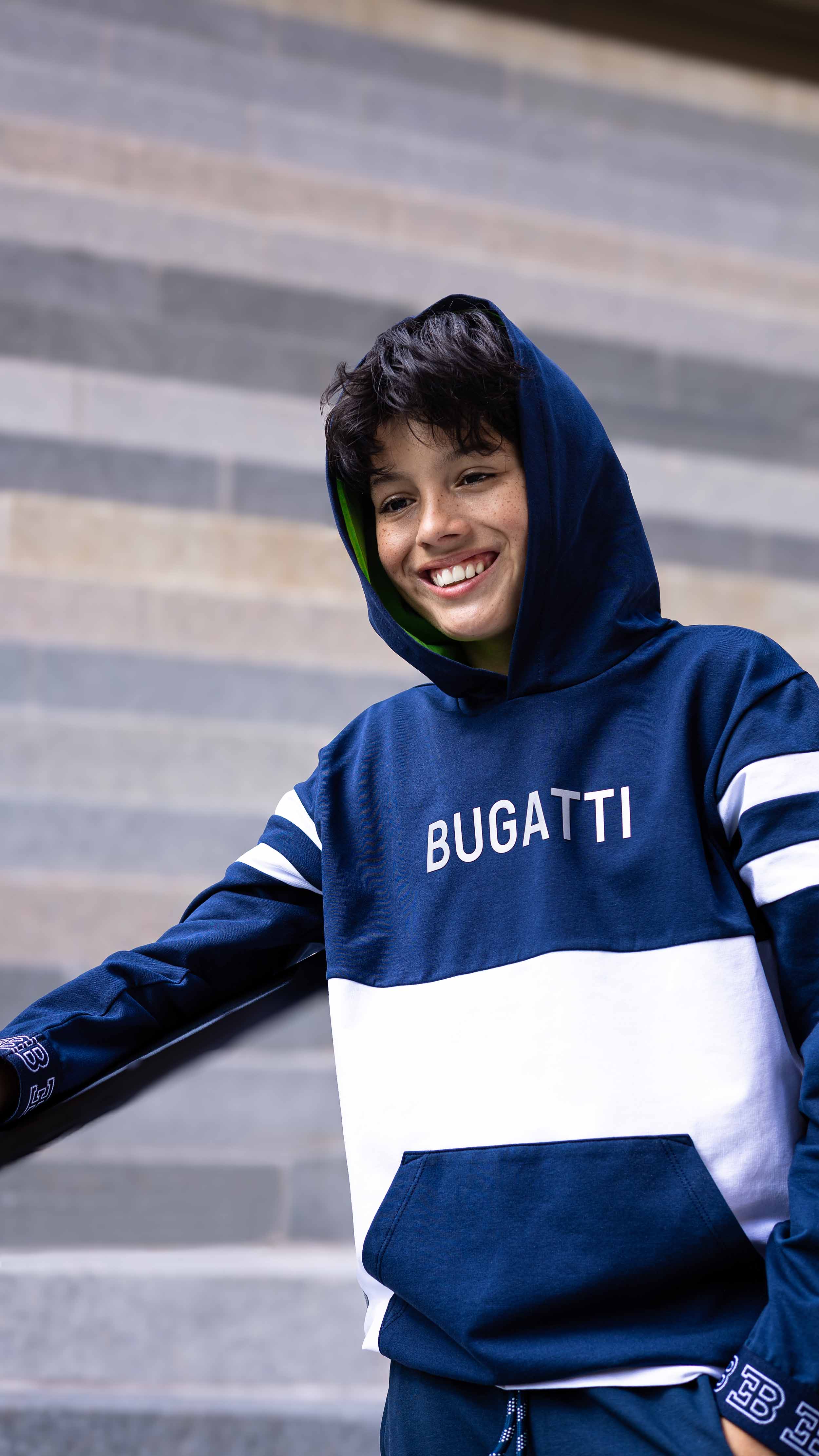 BUGATTI KIDS WORDMARK HOODIE NAVY - Image 4